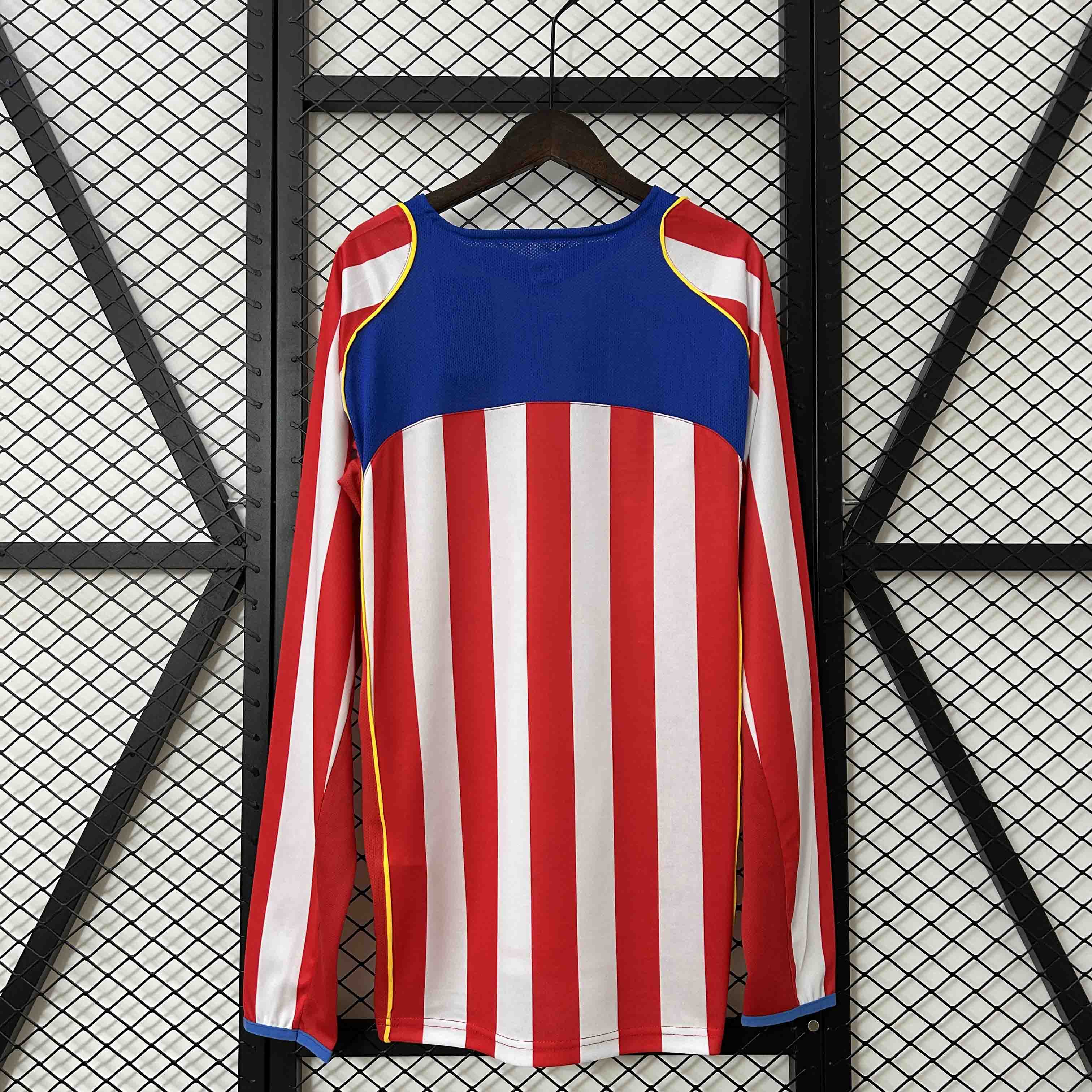 2004/2005 Atletico Madrid Retro Home Long Sleeved Football Shirt