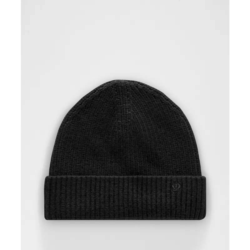 Close-Fit Wool-Blend Ribbed Knit Beanie Embroidered Logo