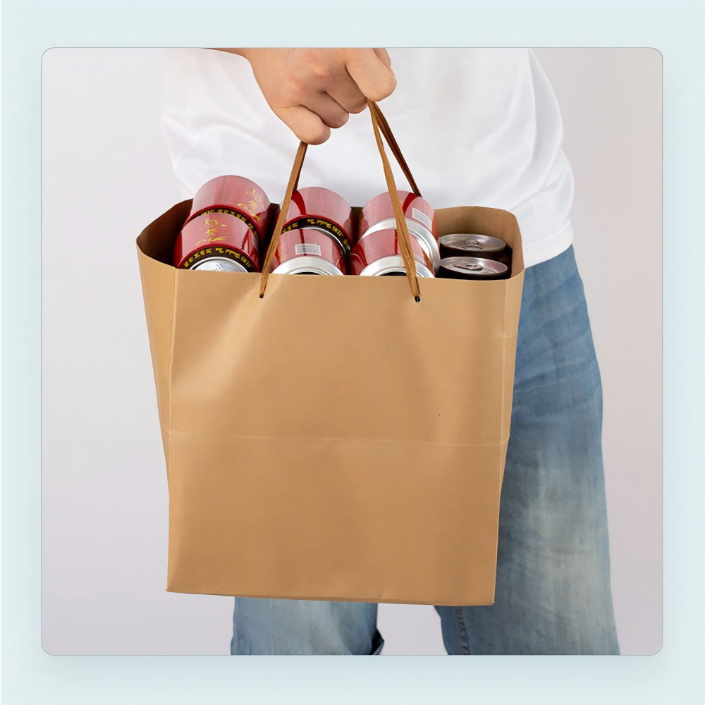 In-stock square kraft paper bags, thickened flower tote bags, baking gift packaging bags, Christmas gift bags with a high-end feel