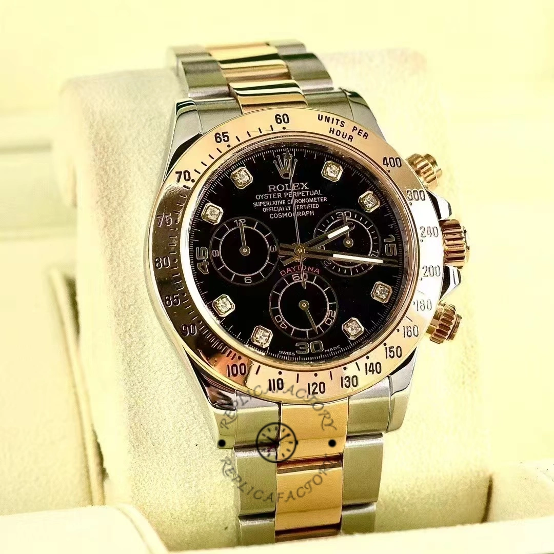 Rolex Daytona 116523 Stainless Steel Black Diamond Dial 40mm Mens Replica Watch