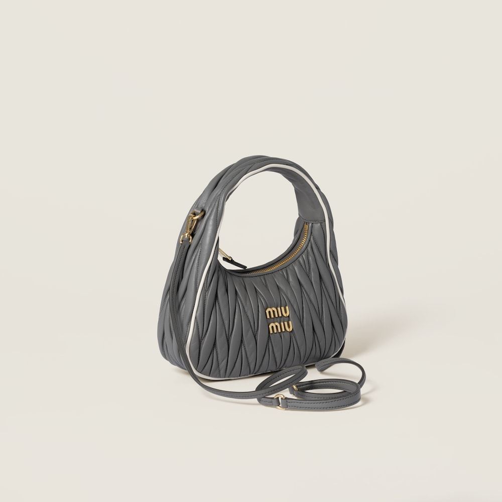 Wander matelassé nappa leather bag Marble Gray / White