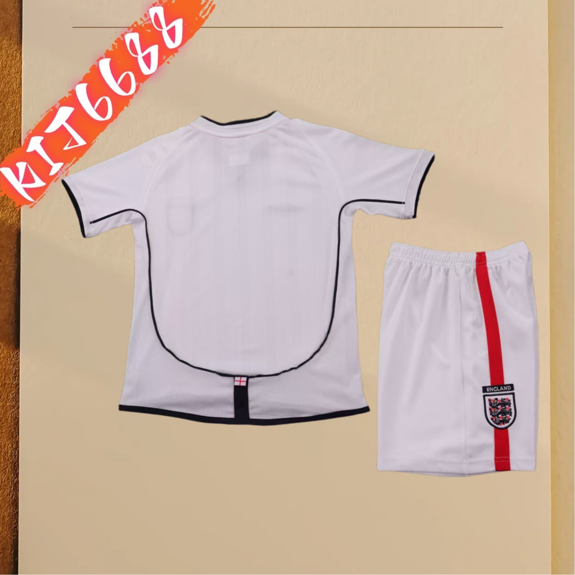 2002 England home   Retro Football Soccer jerseys Kids suit