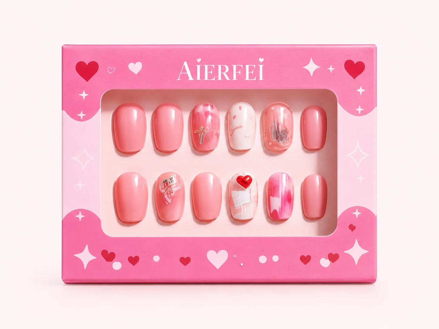 Custom press-on nail boxes with private label packaging