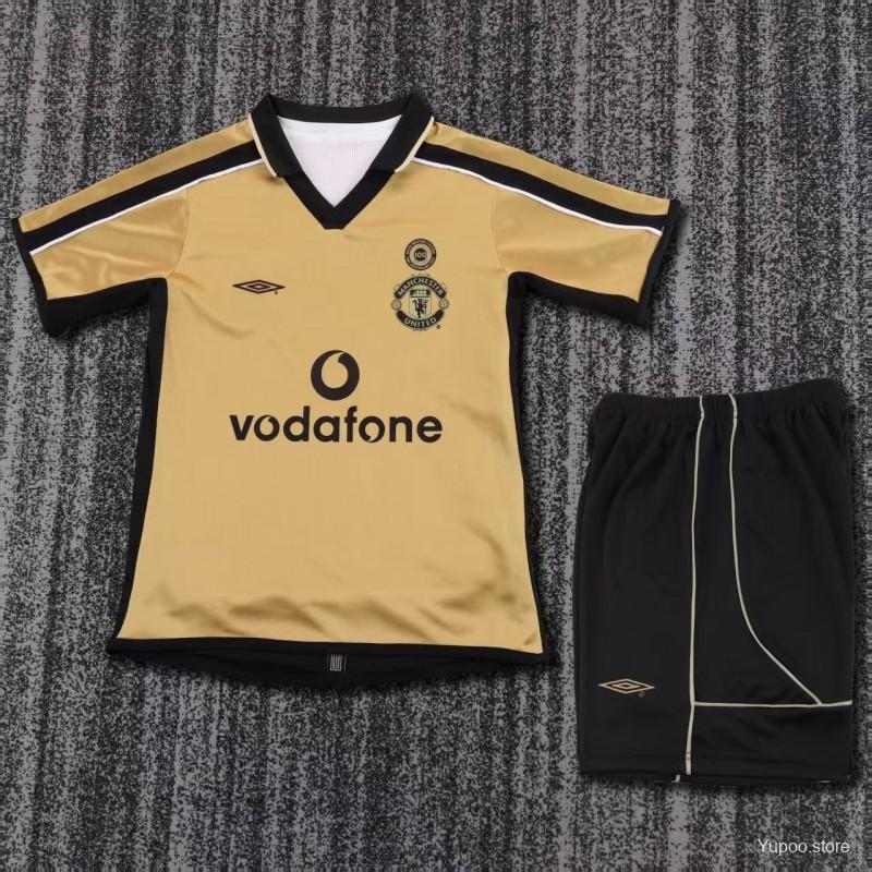 01/02 Manchester United Commemorative Edition Retro Football Soccer Kids Kit