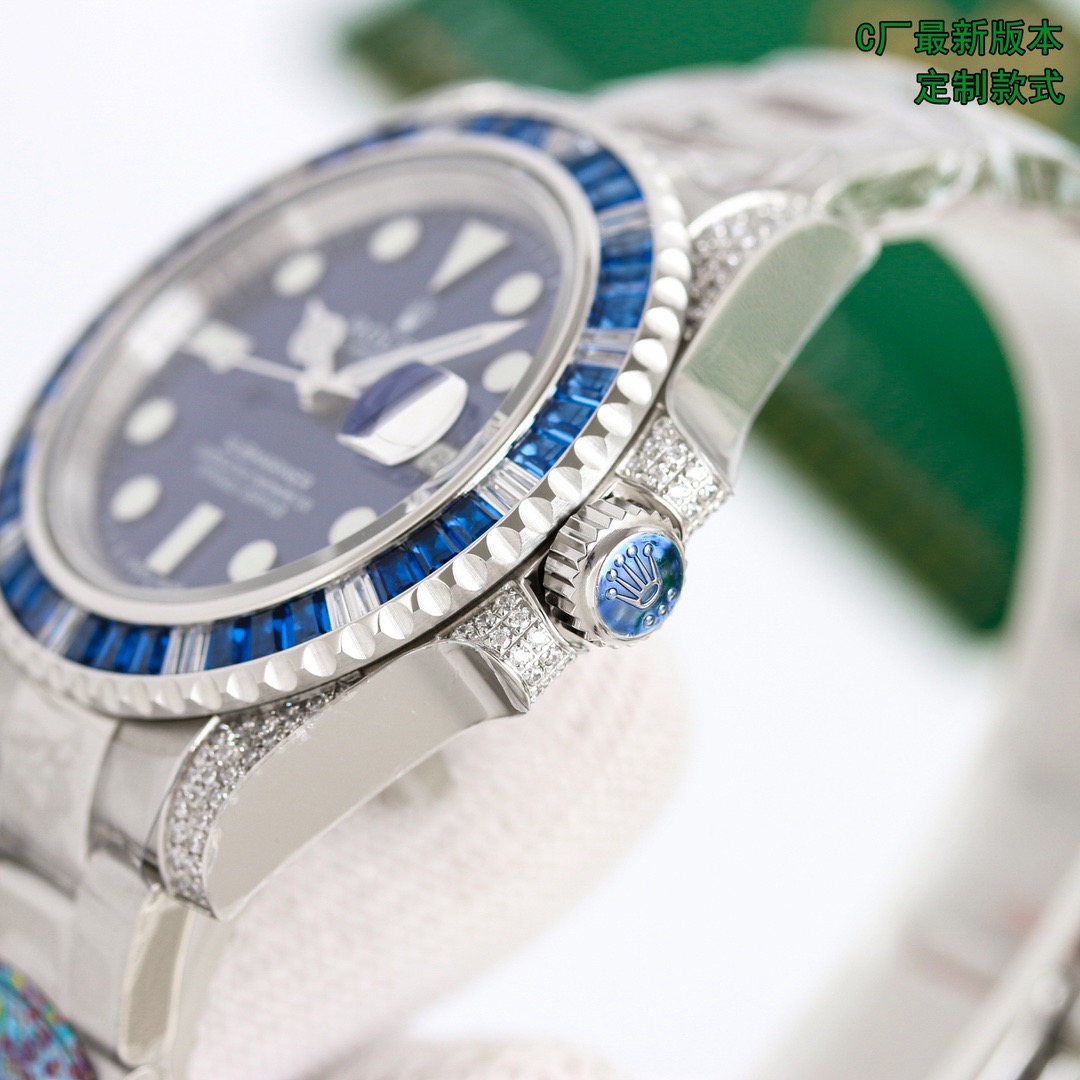 Rolex Submariner Date Oyster 40mm white gold, diamonds and sapphires  116659 paveo