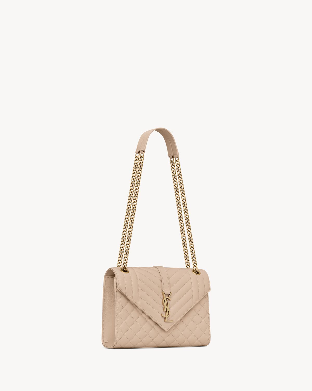 envelope medium in quilted grain de poudre embossed leather DARK BEIGE
