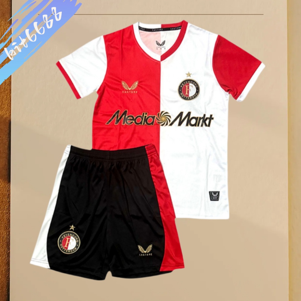 2025/2026 Feyenoord Home Football Shirt（Kids Kit socks ）