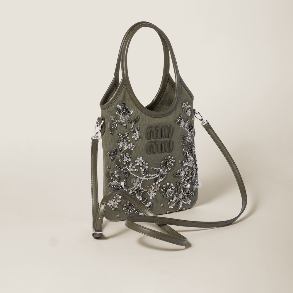 IVY embroidered gabardine bag Olive Green