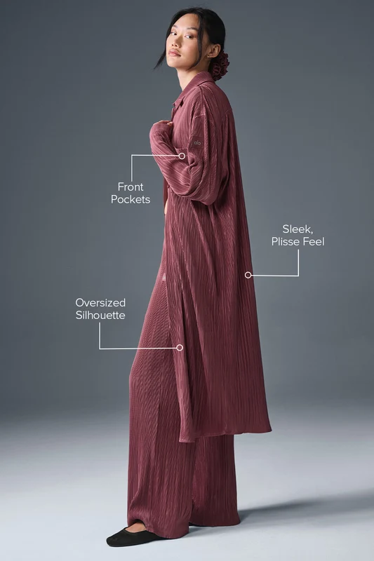 Micro Plisse Shirt Dress
