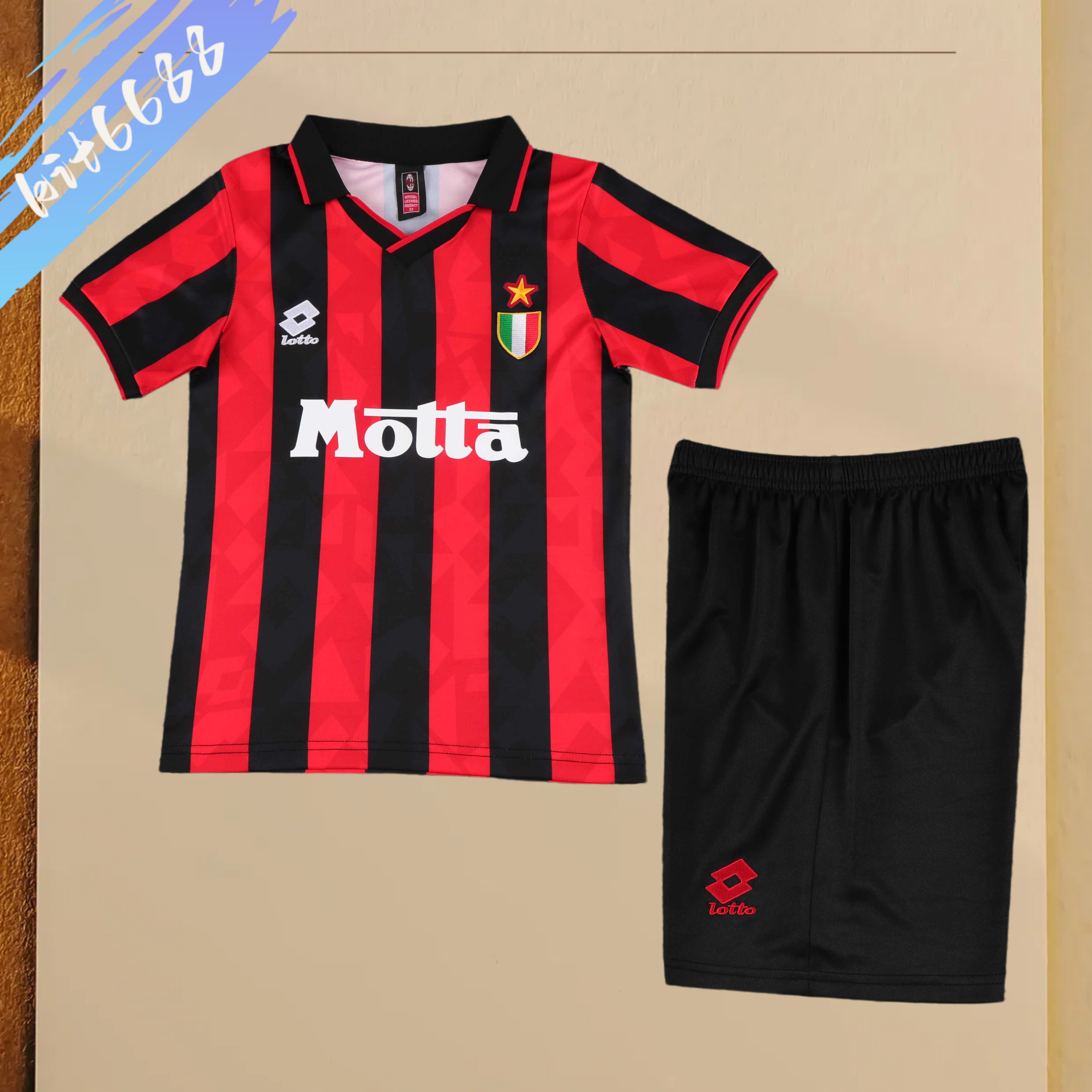 1993/1994 AC Milan home Retro Football Jersey (Kids Kit)