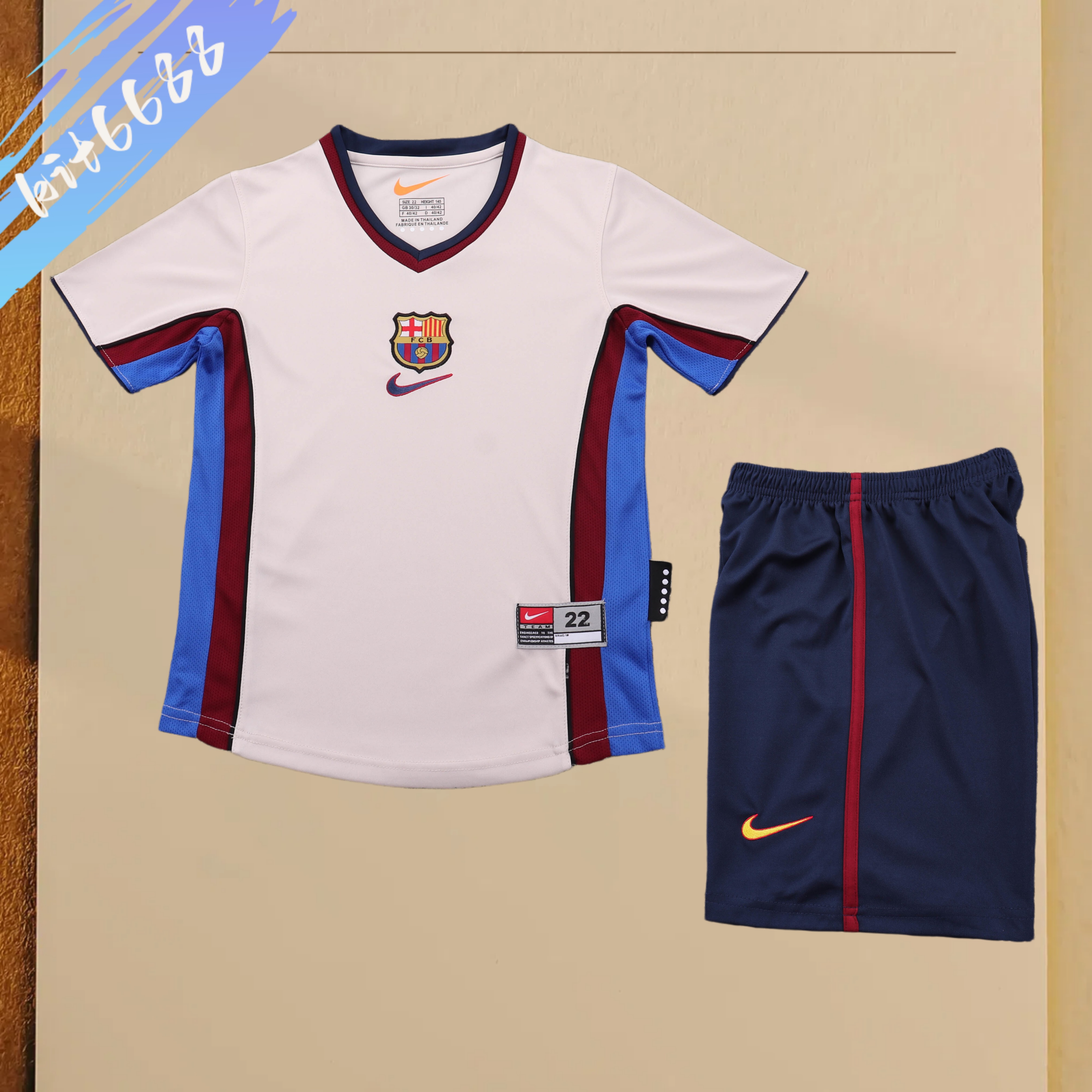 1998/1999 Barcelona Away Retro Kids Kit(Kids Kit)