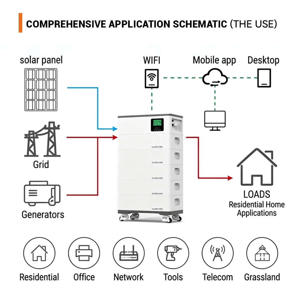 51.2V 500Ah Stackable All-in-one Battery