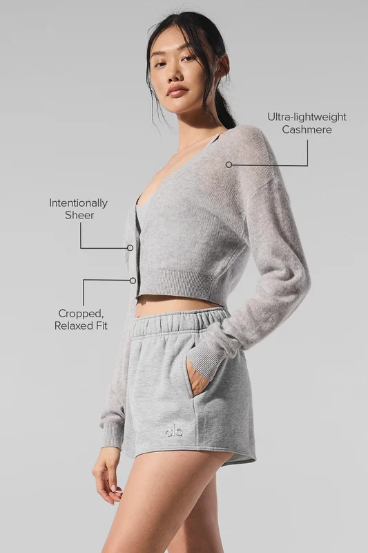 Sheer Cashmere Cropped Cardigan