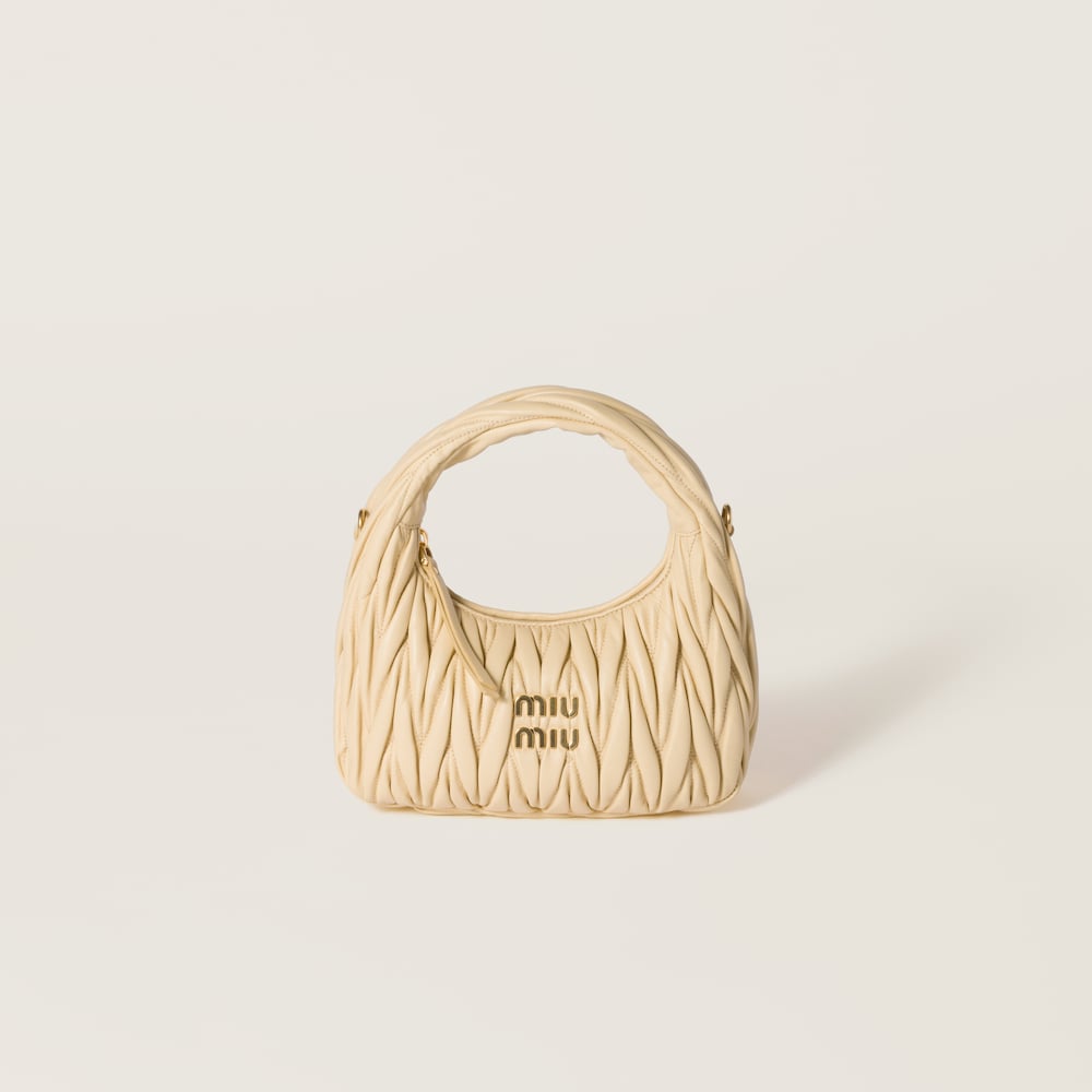 Wander matelassé nappa leather hobo bag Soy Green