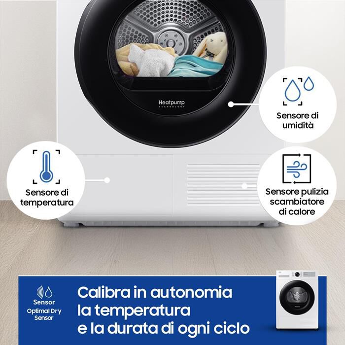SAMSUNG - Asciugatrice DV90DG52A0AHET 9KG Classe C-Bianco oblò nero display silve