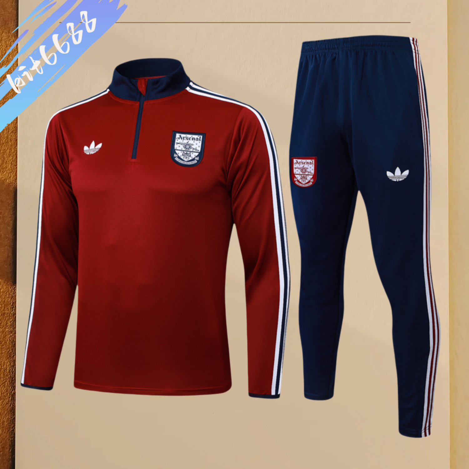 2025/2026 Arsenal Adult Burgundy Half Zip Training Suit (Adult Kit)
