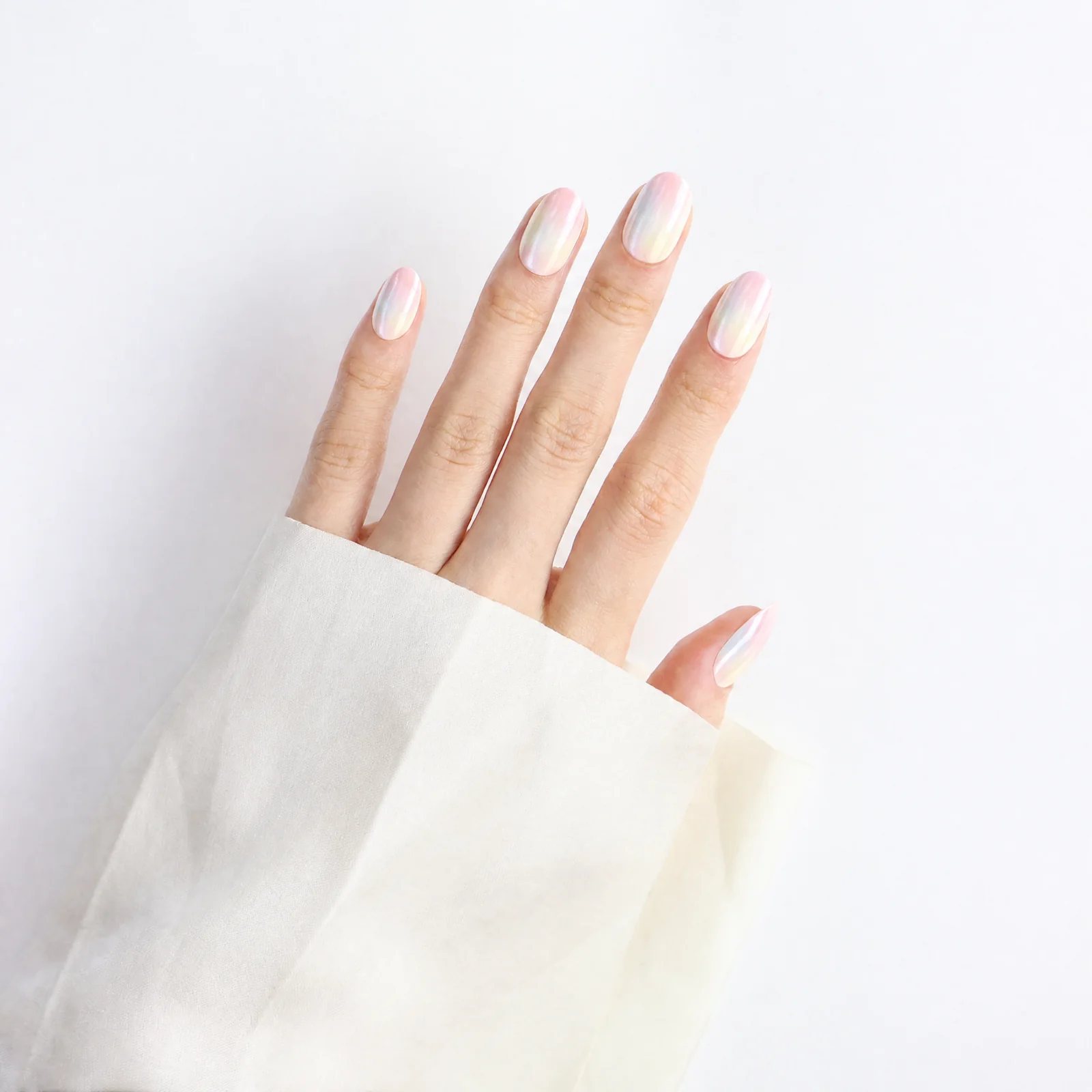 Pastel Rainbow Press On Nails Worn on Both Hands