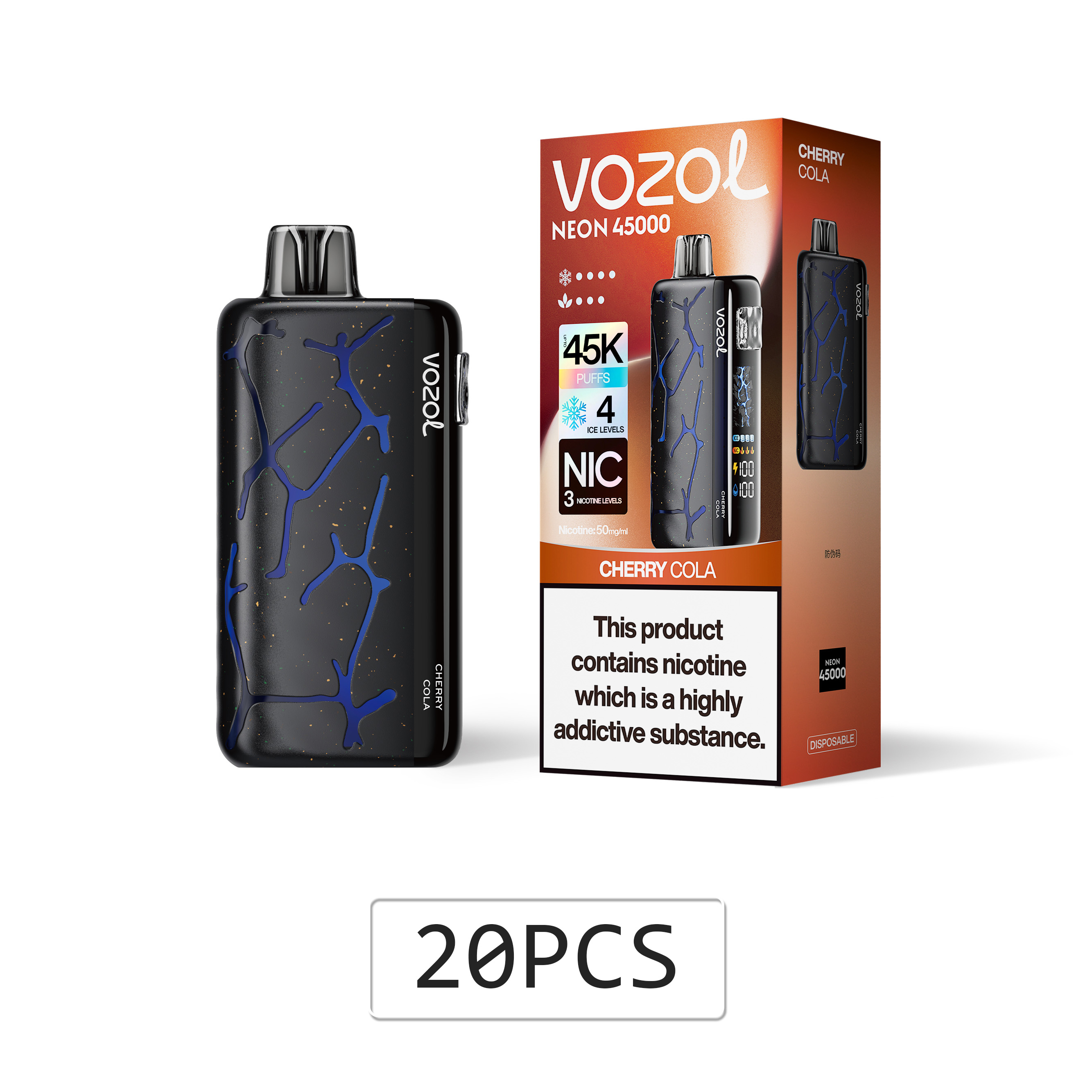 Vozol Neon 45000 Puffs Prefilled Disposable Vape – (10 piece)