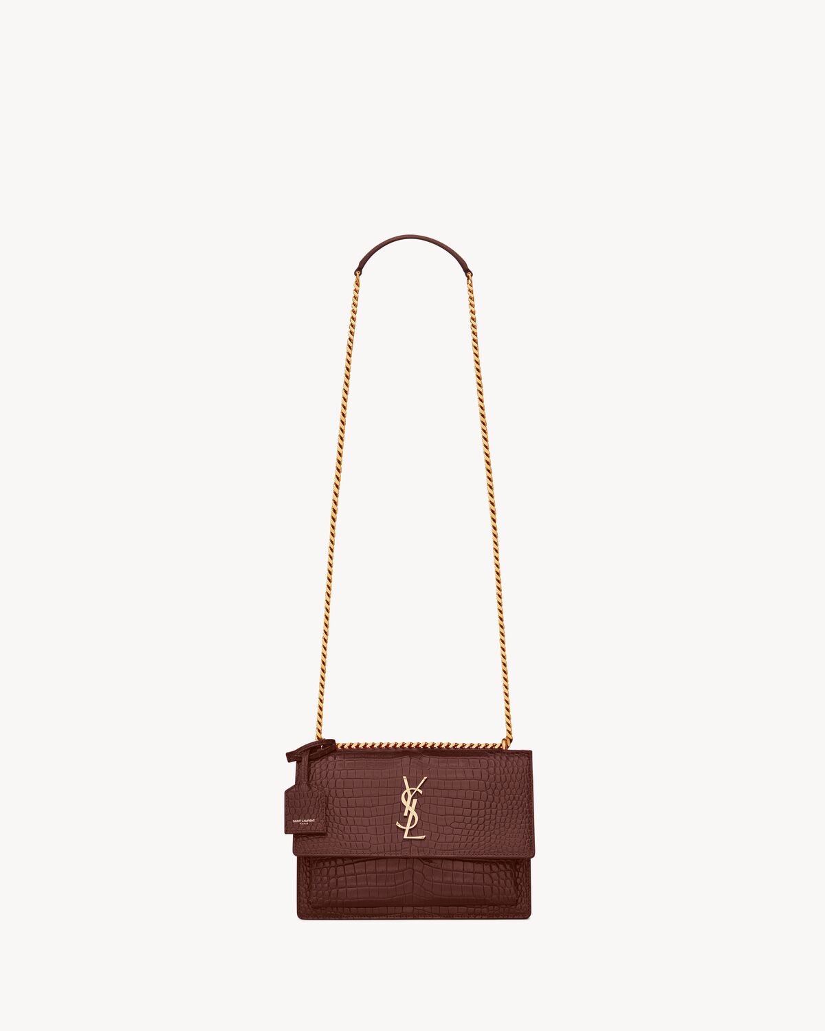 sunset medium in crocodile-embossed leather RED VELVET