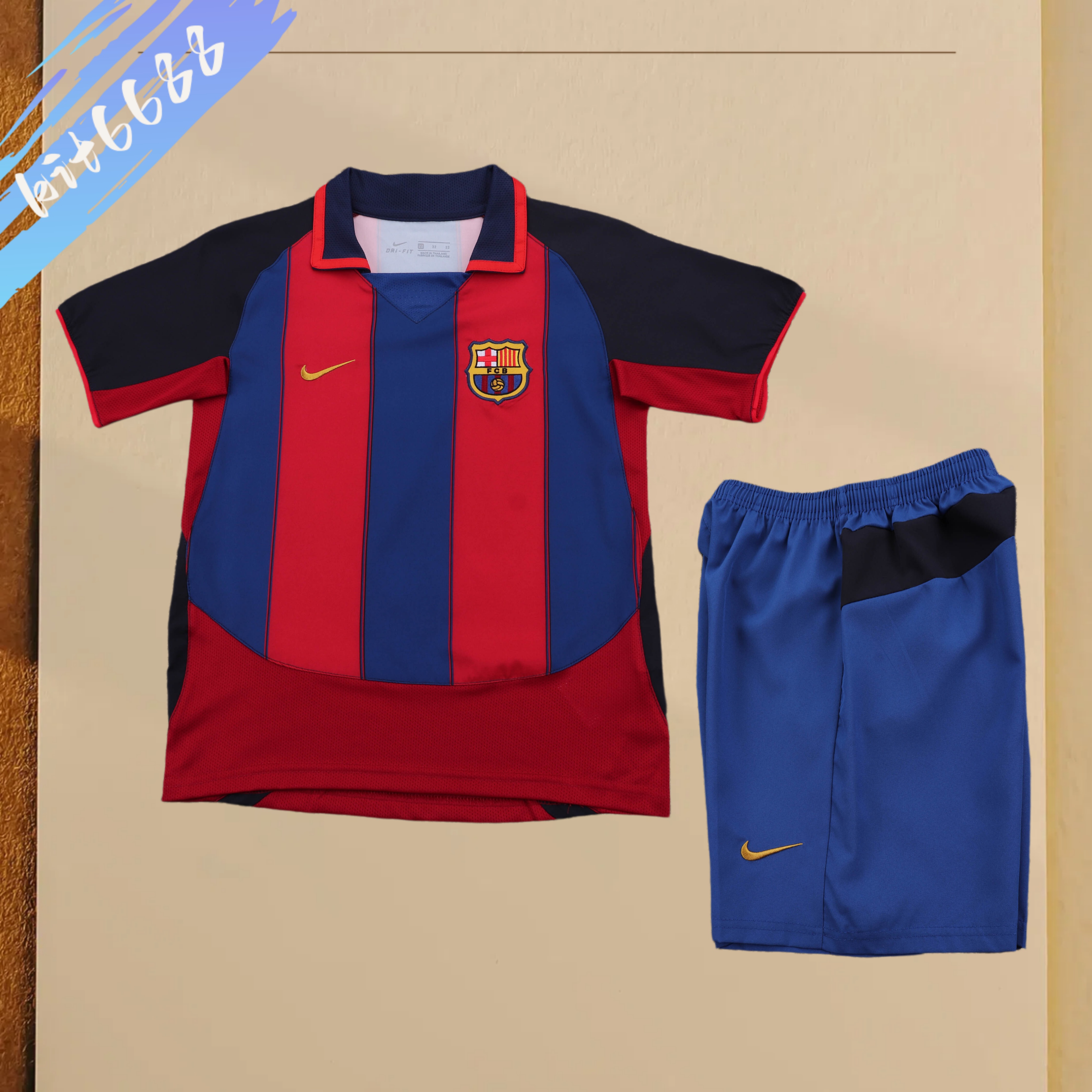 2003/2004 Barcelona home Retro Football Shirt (Kids Kit)