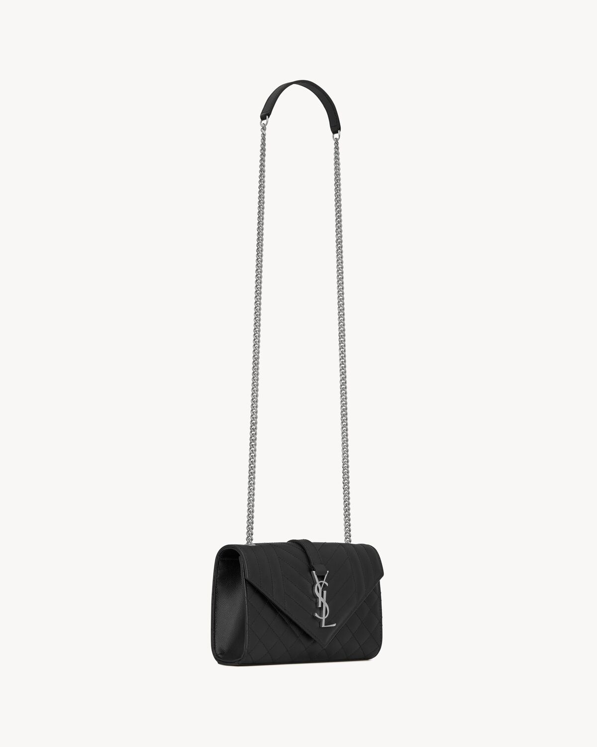 envelope small in quilted grain de poudre embossed leather NOIR