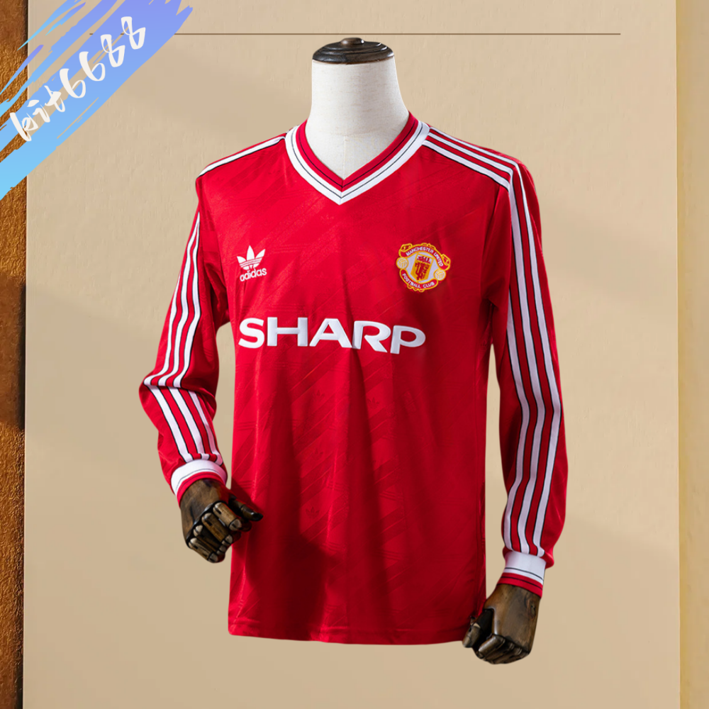 86/88 Manchester United  home long sleeved retro football jersey