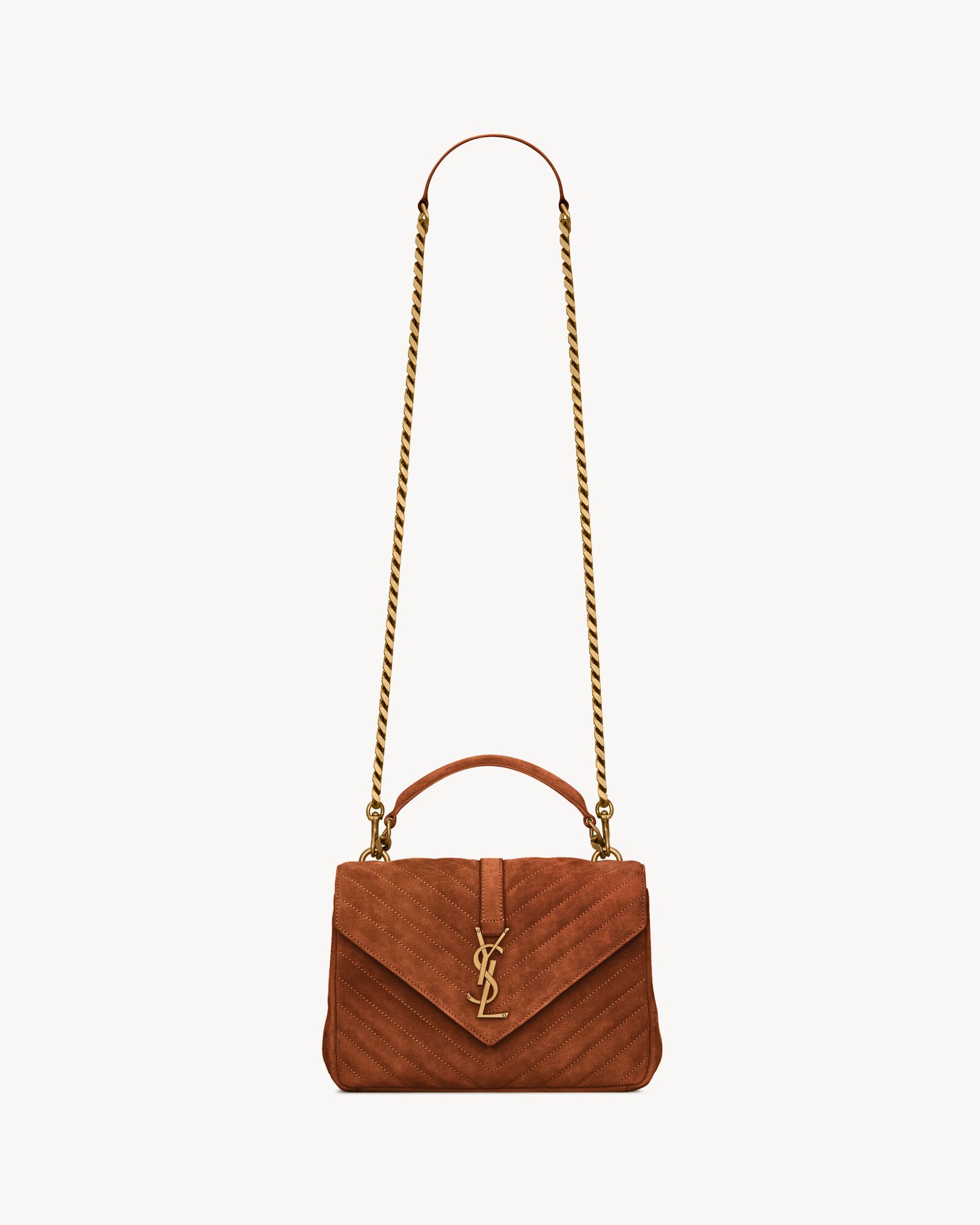 college medium in quilted suede CINNAMON