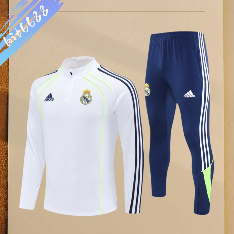 25/26 Real Madrid white Half Zip Training Kit (Adult Kids Kit)
