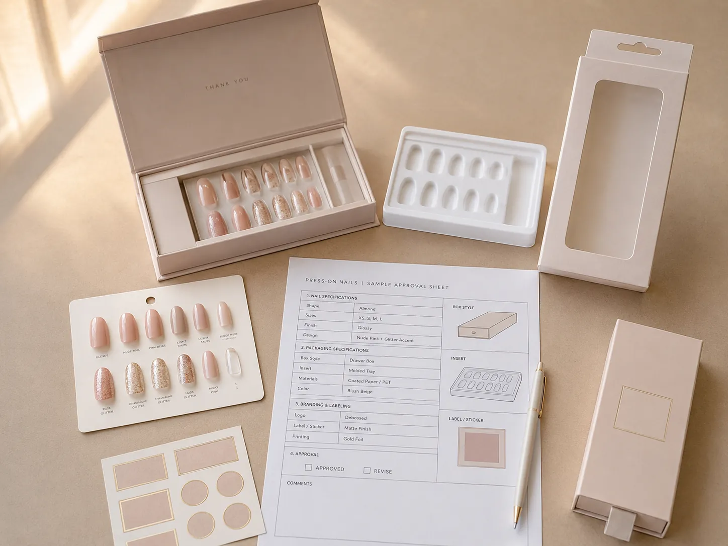 Custom press on nail sample and packaging approval process