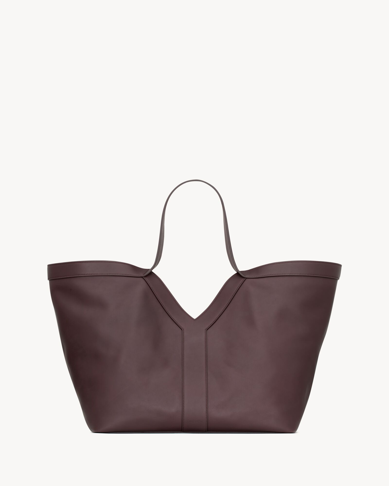 y tote in leather PURPLE BROWN