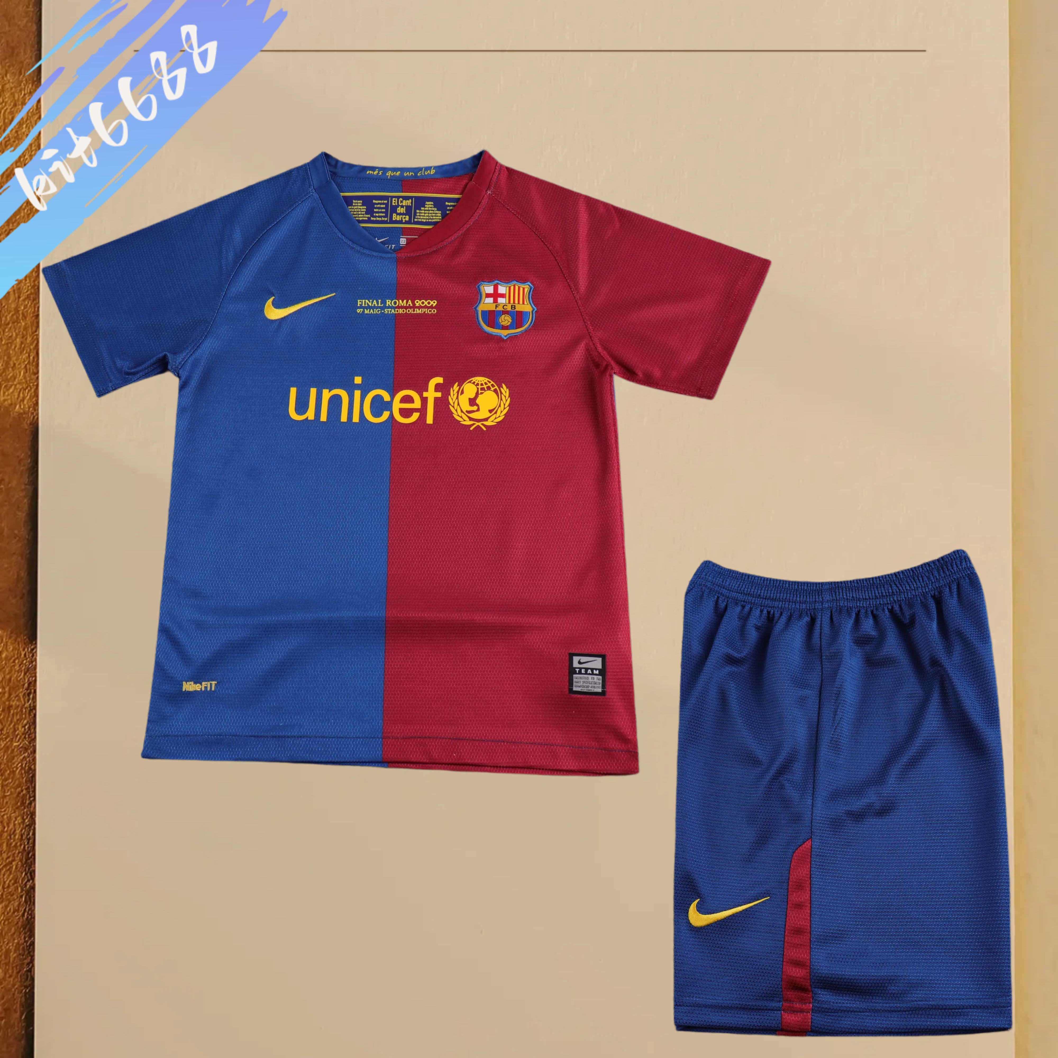 2008/2009 Barcelona home Champions League version Retro Kids Kit(Kids Kit)