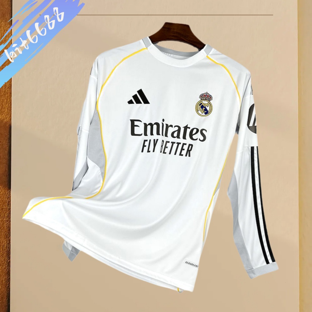 2025/2026 Real Madrid Home Long Sleeve Football Shirt （Fan Edition）