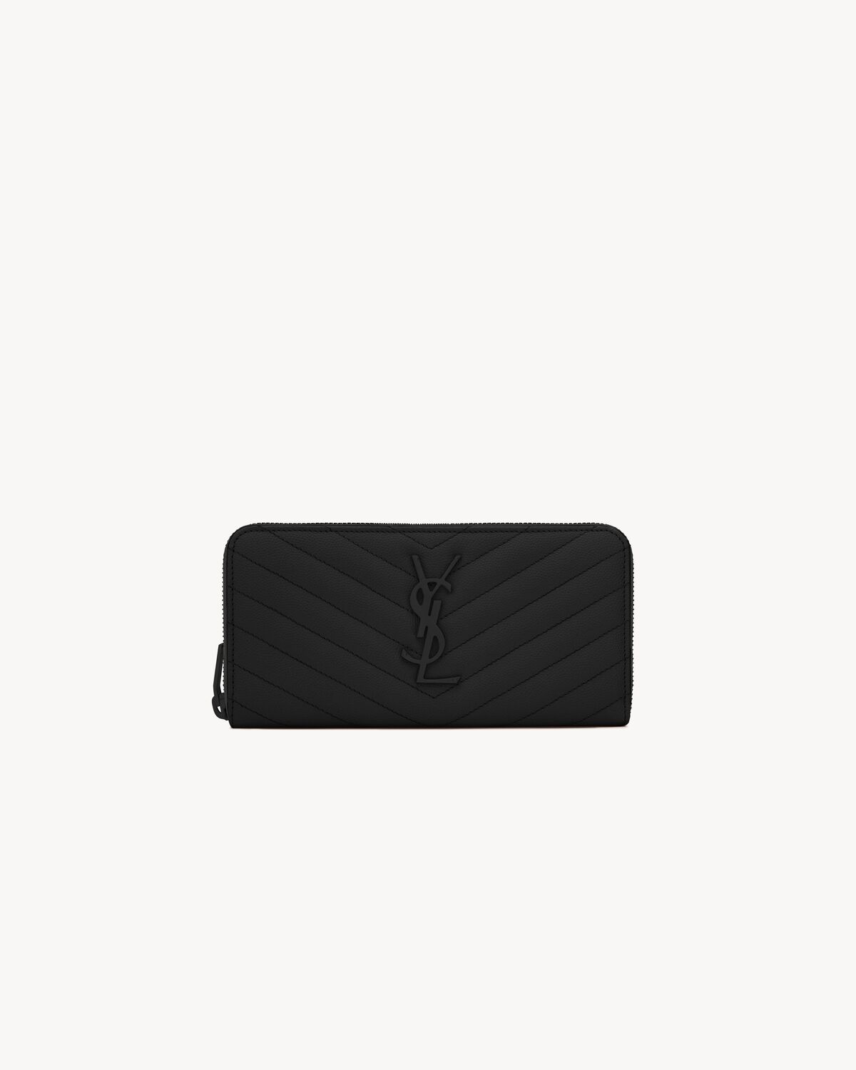cassandre matelassé zip around wallet in grain de poudre leather BLACK