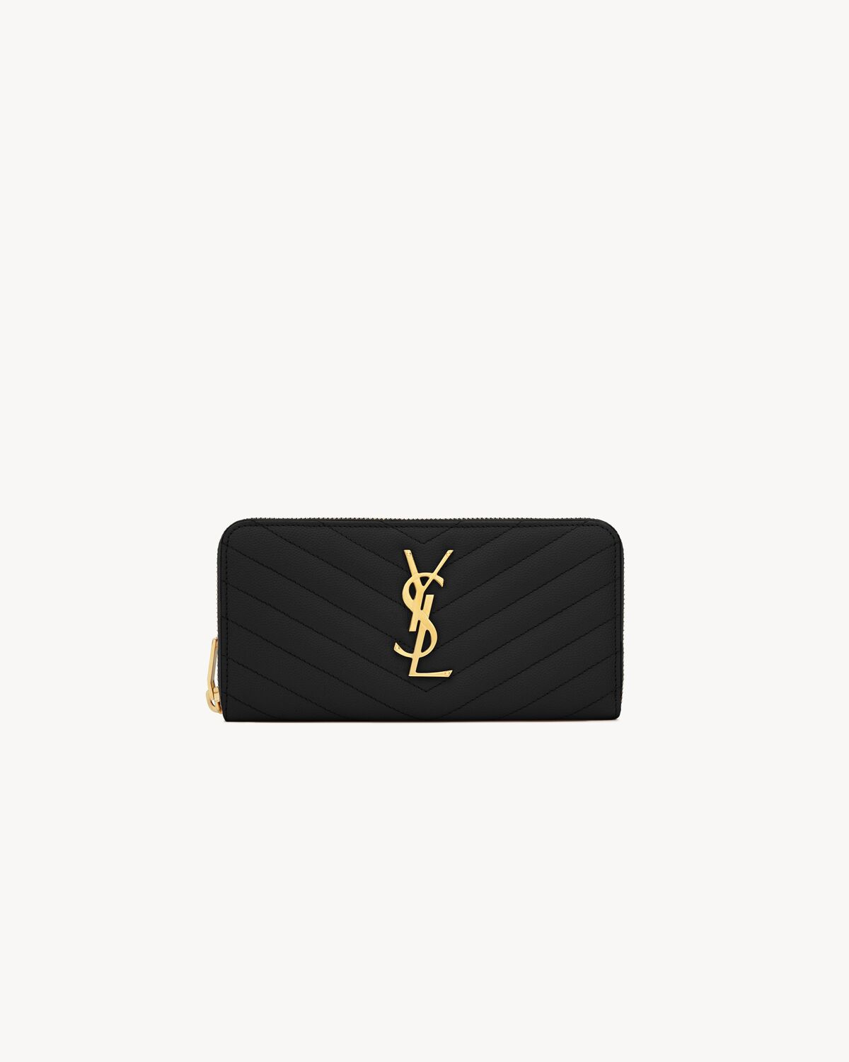 cassandre matelassé zip around wallet in grain de poudre leather BLACK