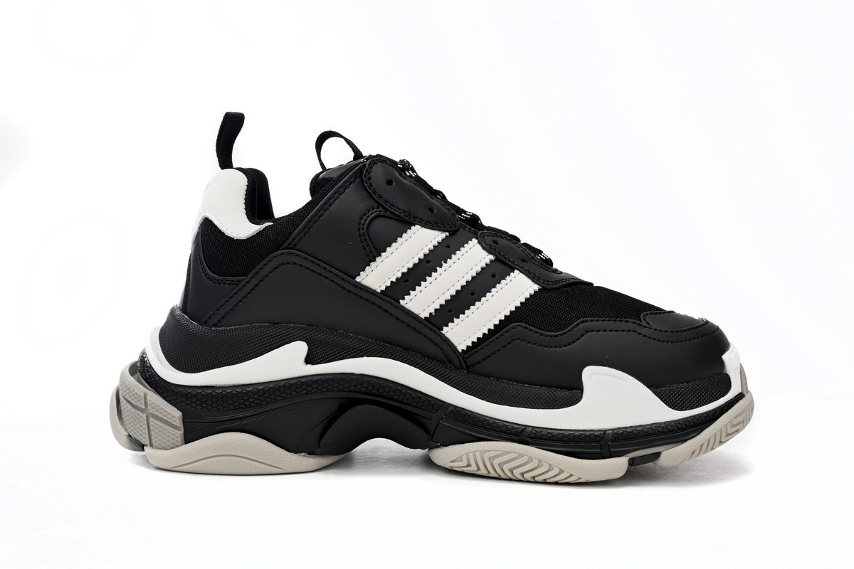 Adidas x Balenciaga Triple S Black And White Bars 712764 W2ZB2 1090
