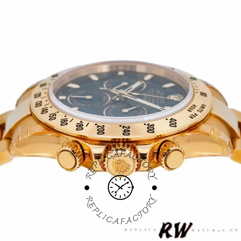 Rolex Daytona 116528 Black Dial Yellow Gold 40mm Mens Replica Watch