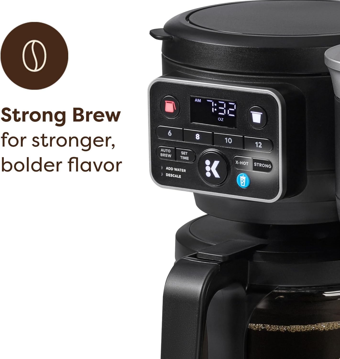 Coffee machine, MultiStream technology, 72-ounce (about 2.0-liter) Removable water tank