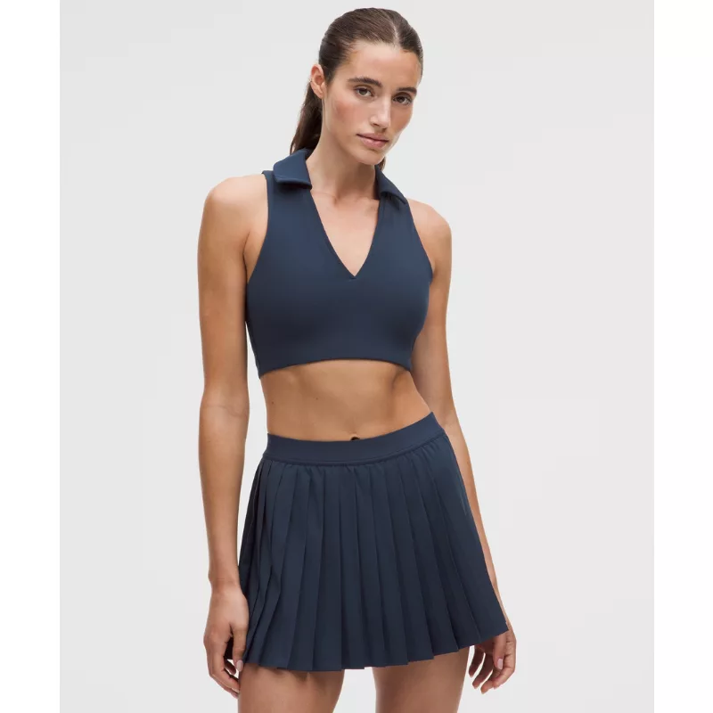 Collared Longline Ribbed Tennis Bra Medium Support, B/C Cup