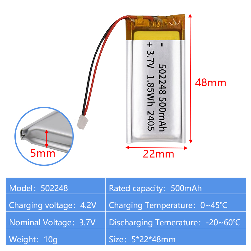 Pouch Lithium Ion Batteries 502040 502050 3.7v 400mAh 500mAh