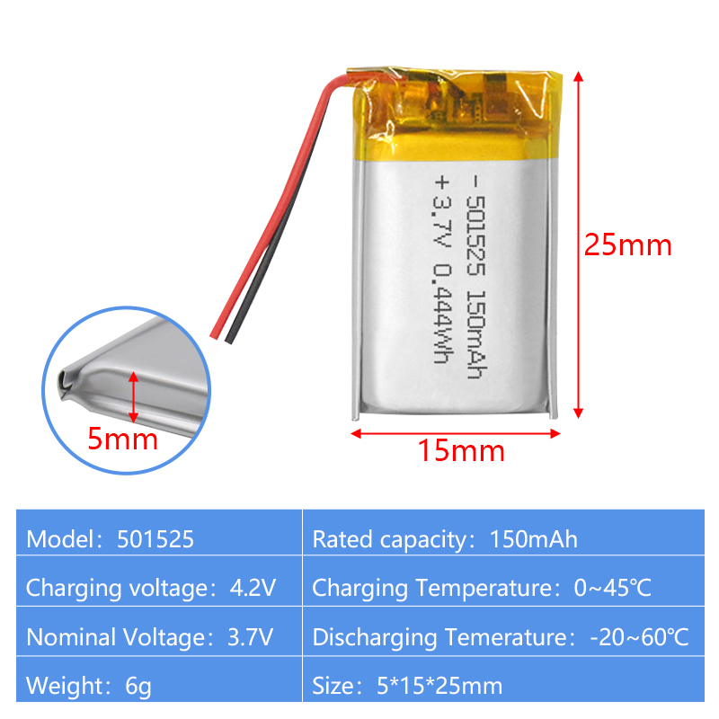 Pouch Lithium Ion Batteries 501230 501440 3.7v 150mAh 300mAh