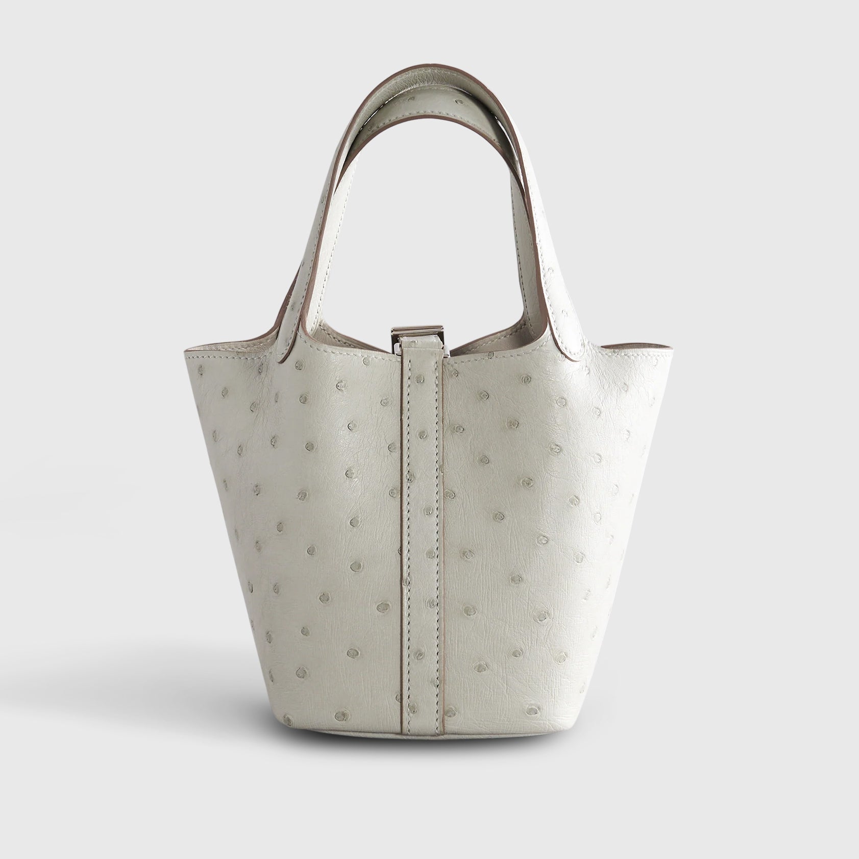Hermès Picotin Micro Ostrich Gris Perle Palladium Hardware