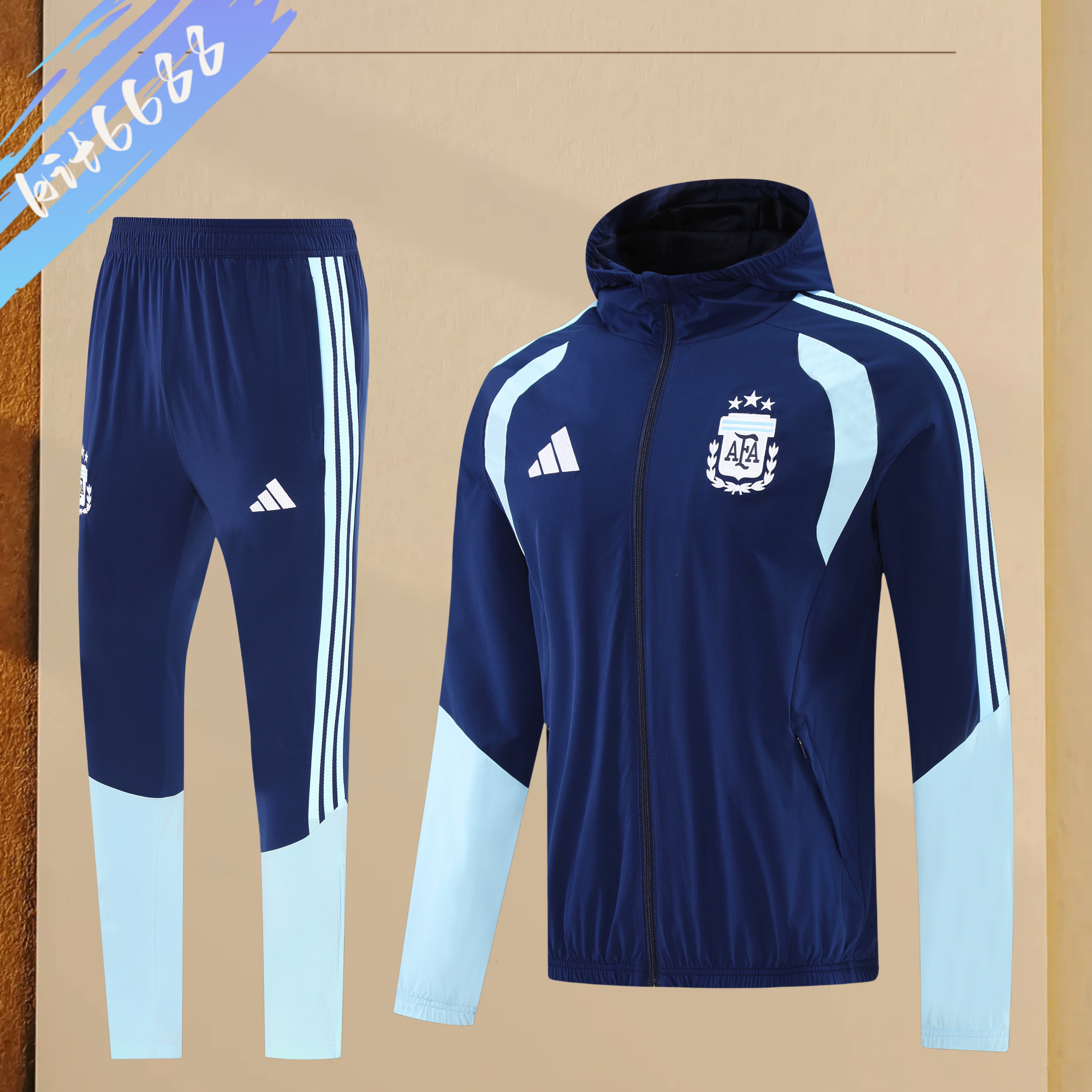25/26 Argentina hooded windbreaker Full Zipper Training Suit (Adult Set)