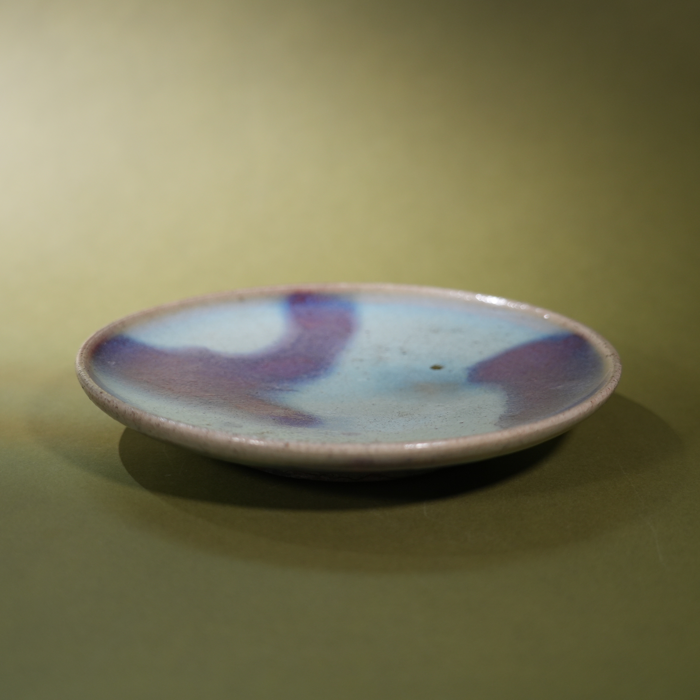 Ancient Chinese Jun Kiln Sky-Blue Glaze with Purple Splashes Porcelain Plate