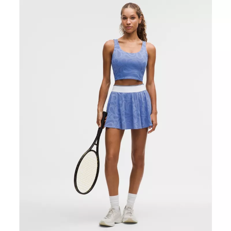 Paisley-Mesh High-Rise Tennis Skirt