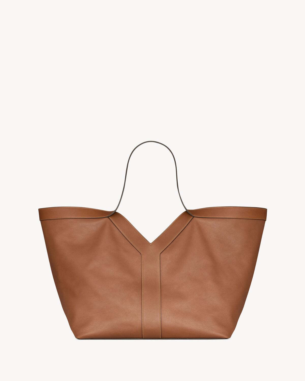 y tote in leather BRICK