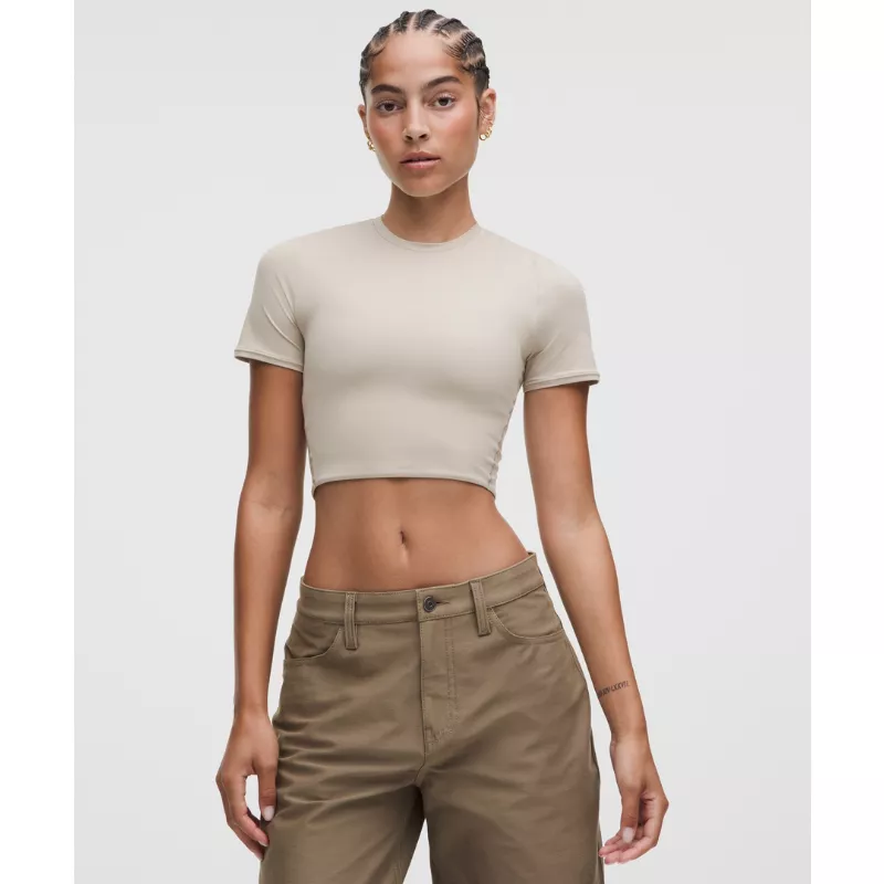 Wundermost Ultra-Soft Nulu Crewneck Cropped T-Shirt