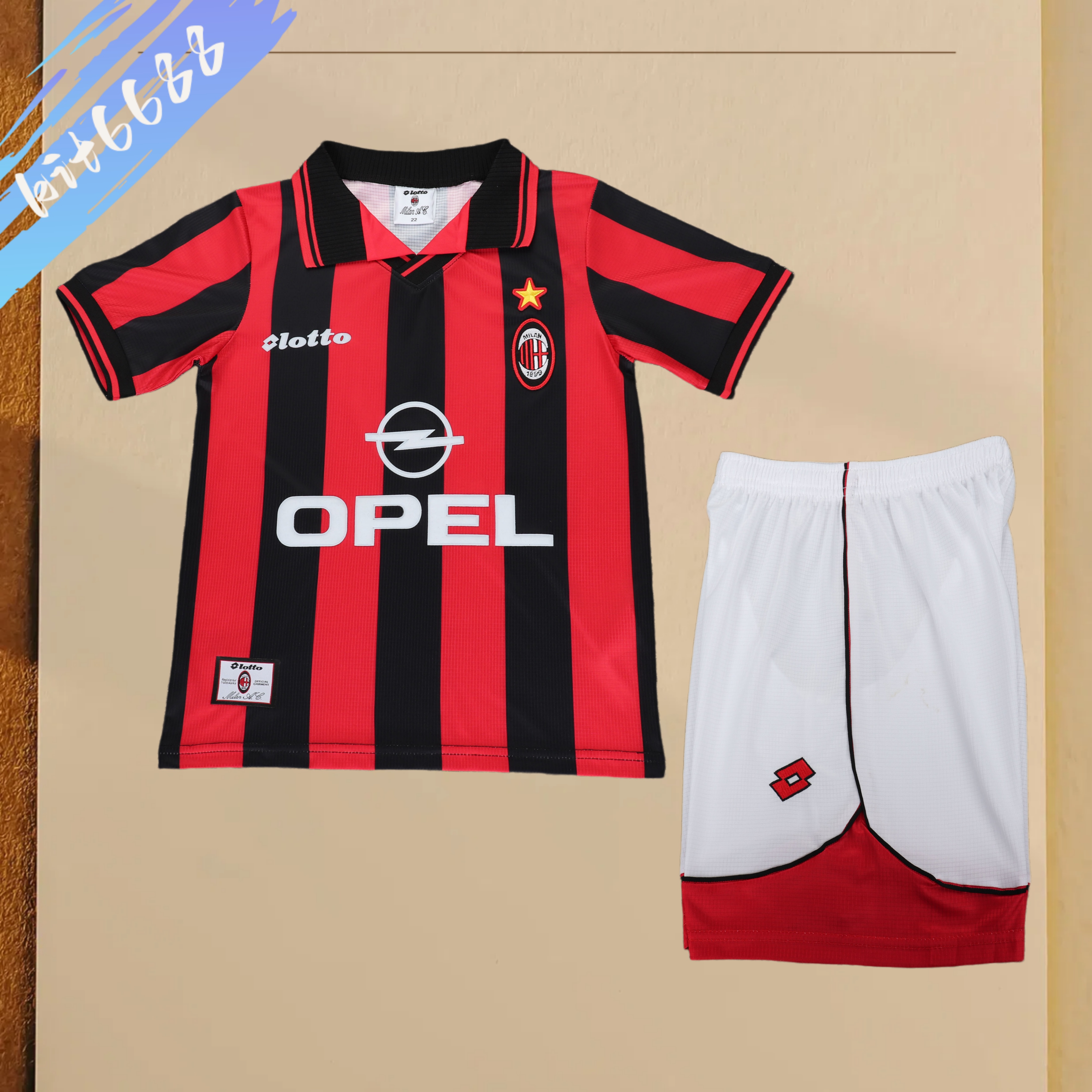 1997/1998 AC Milan home Retro Football Jersey (Kids Kit)