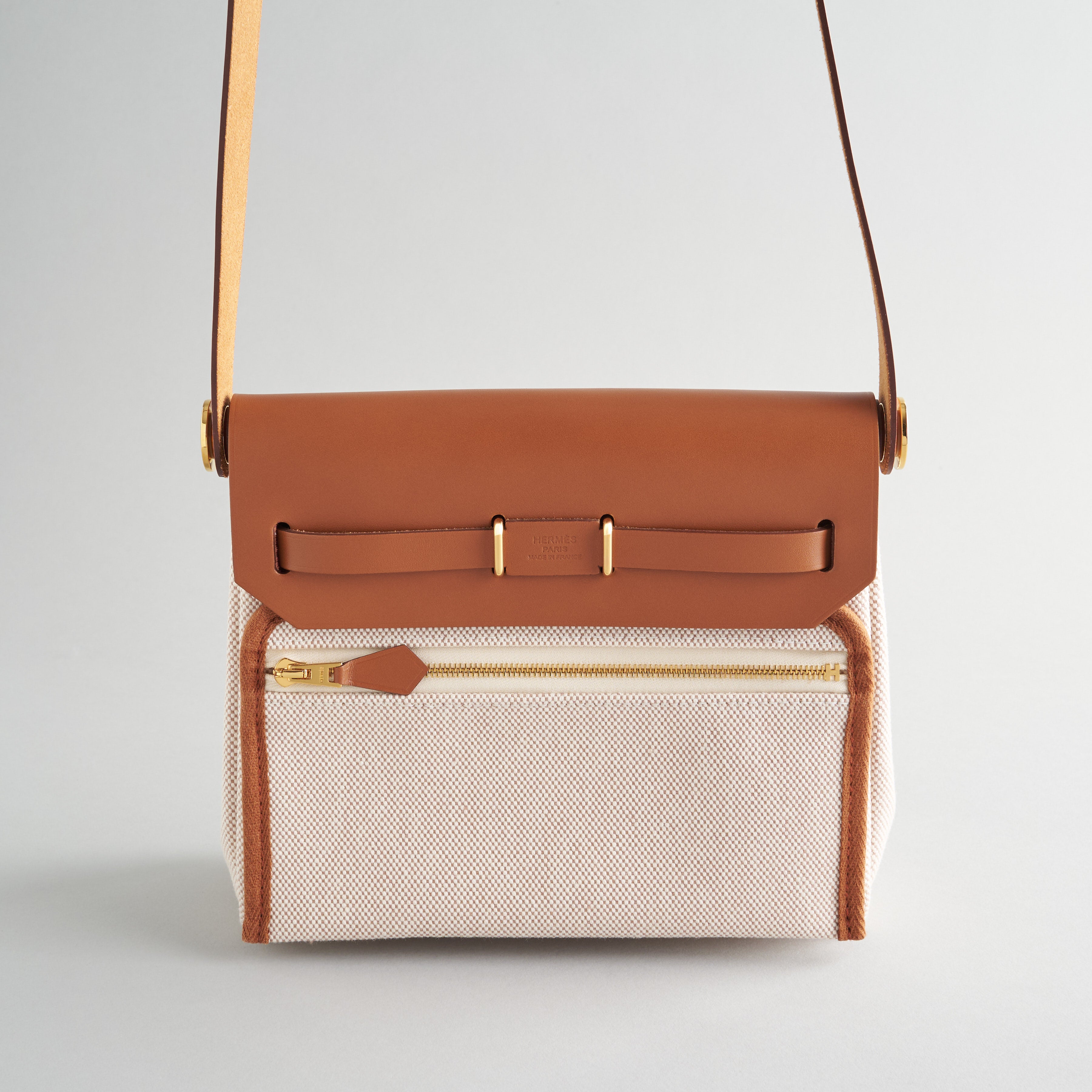 Hermès Herbag Mini Ecru Beige/Fauve Gold Hardware