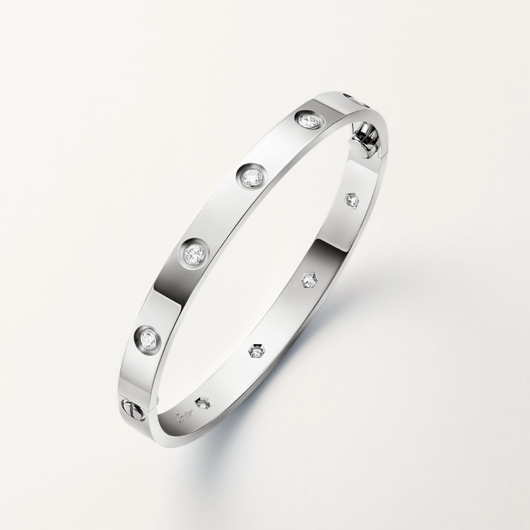 LOVE bracelet, classic model,10 diamonds White gold 6.1 mm