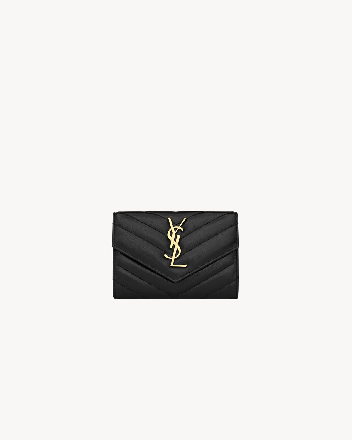 cassandre matelassé small envelope wallet in lambskin BLACK